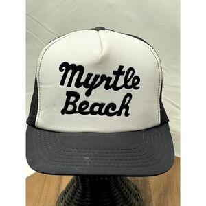 Myrtle Beach Trucker Hat Cap Snapback 1980s White Black Souvenir  Beach